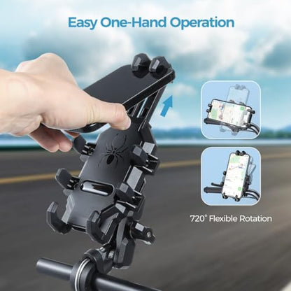 Vibration Dampening Motorcycle Phone Holder, Adjustable Mount for 4.7-7.2 Phones with Anti-Shake Features
