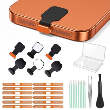 30Pcs Metal USB C Dust Plug with Speaker Dust Cover iPhone 17 Pro Orange - size: for 17 Pro Orange