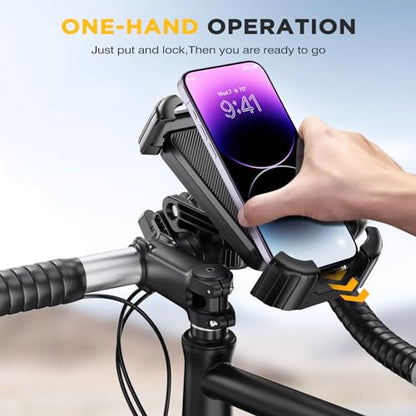 Miracase Bike Phone Holder - [Anti Shake] Motorcycle phone Mount, Phone Holder for Bike, Bicycle Phone Mount Handlebar Cell Phone Holder -[Silicone Wrapped] Scooter Bike Accessories for iPhone Samsung