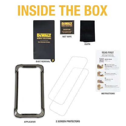 DEWALT Heavy Duty Glass Screen Protector for iPhone 12 Pro Max, 2 Pack Tempered Glass Screen Protector, Case Friendly, Perfect Install Tool Included, Long-Lasting Protection - size: iPhone 12 Pro Max