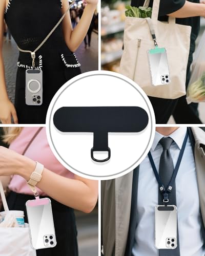 Fannoday Phone Tether Tab, 4 Pcs Universal Phone Lanyard Tab Used with Crossbody Strap, for Cell Phone Cases - color: Black