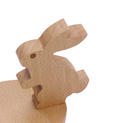 Cute Bunny Cellphone Stand Holder Wooden Smartphone Desk Holder for All Mobile Phones Animal Phone Stand Desk Ornament - color: Bunny B