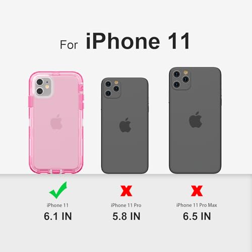 Follaroma for iPhone 11 Case, 6.1 inch, Crystal Pink | Heavy Duty Shockproof Protection Phone Cases, Anti-Drop, Military Grade Dual Layer Transparent Rugged Protective Cover - color: Pink, size: iPhone 11 6.1’