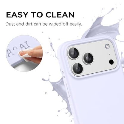 GUAGUA Compatible with iPhone 17 Pro Max Case 6.9 Inch Liquid Silicone Soft Gel Rubber Slim Thin Microfiber Lining Cushion Texture Cover Shockproof Protective Phone Case for iPhone 17 Pro Max, Purple - color: Lavender Purple, size: iPhone 17 Pro Max