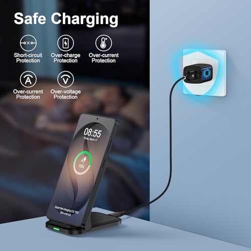 Wireless Charger for Samsung S26 Ultra Wireless Fast Charging Stand Station - color: Black