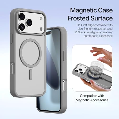 for iPhone 17 Pro Case Wallet, Detachable Magnetic Wallet Case | Compatible with Magsafe, RFID Blocking, PU Leather Flip Folio Case, Wrist Strap Wallet Case, Zipper Coin Pocket - color: Gray, size: iPhone 17 Pro
