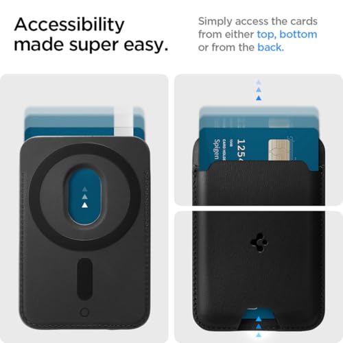 Spigen for MagSafe Wallet, Holds 2 Cards, Strong Magnet, Valentinus MagFit - color: PU Black, size: 2-Cards