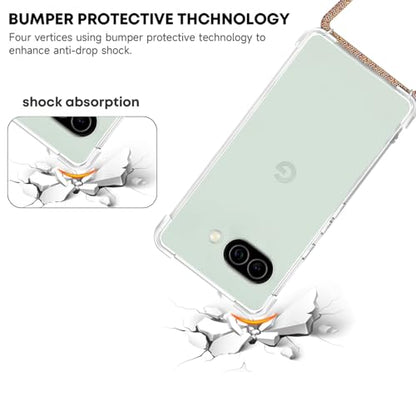for Google Pixel 10A Crossbody Case Clear Neck Hanging Strap Adjustable Shoulder Lanyard Phone Cover Women Girls Soft TPU Slim Anti-Drop Protection Mobile Case for Pixel 10A - Rainbow - size: for Google Pixel 10A