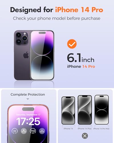 UNBREAKcable 4PCS Screen Protector for iPhone 14 Pro - 2 Privacy Tempered Glass+2 Clear Glass Double Shatterproof [Installation Frame] [9H Hardness] [Case Friendly] Anti-Scratch for iPhone 6.1 inch - size: iPhone 14 Pro