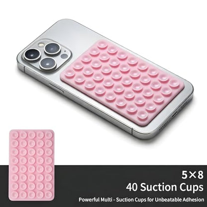 SHENGXIN 2 Pack Silicone Double-Sided Suction Grip – 40 Cups per Side, Strong Hold for iPhone, Galaxy, Pixel, Android – Hands-Free for Selfies & Videos(Chalk Pink) - color: Chalk Pink