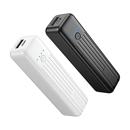 Miady 2-Pack Small Portable Charger 5000mAh Power Bank Travel Battery Pack - color: White+Black