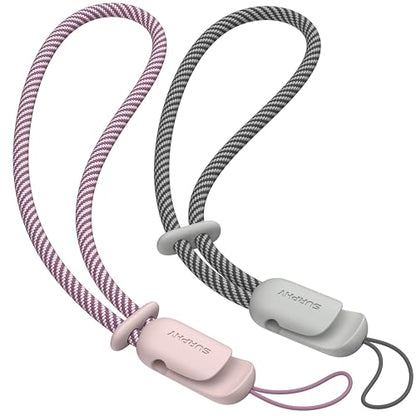 SURPHY 2 Pack Phone Lanyard, Phone Wrist Strap for Case, Camera Wrist Strap - color: Pink & Gray