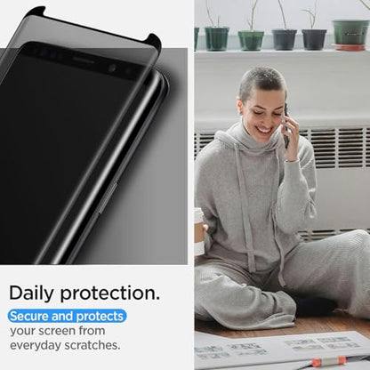 Compatible for Samsung Galaxy Note 9 Screen Protector Tempered Glass Privacy Film [Case Friendly] [3D Curved Edge] [Anti-Scratch] [High Definition] (2 Pack, Black/Clear)