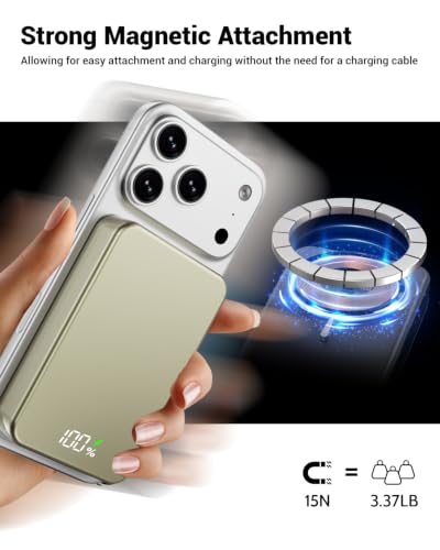Magnetic Portable Charger for Magsafe Power Bank, 26800mAh 20W PD Large Capacity Aluminum Alloy USB-C in&Out Wireless Fast Charging Battery Pack for iPhone 17Pro Max/16/15/14/13/12 Series, Gold - color: Gold
