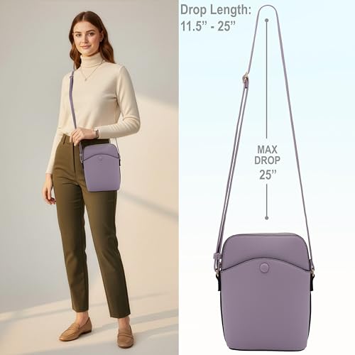 Small Crossbody Bag with Gold Hardware, Mini Shoulder Purse with Adjustable Strap - color: Lavender
