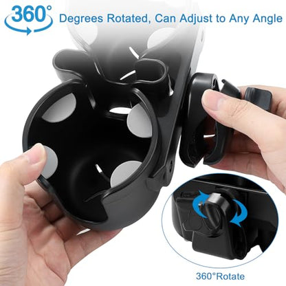 Accmor Stroller Cup Holder with Phone Holder, Bike Cup Holder, Universal Cup Holder for Uppababy Nuna Strollers, 2-in-1 Drinks Holder for Walker, Wheelchair, Scooter - color: Double Holder-Other Shape
