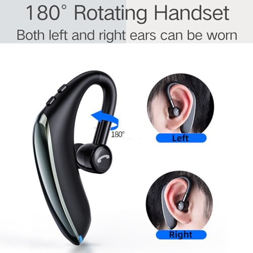IHAO Bluetooth Earpiece Headphone Dual Noise Cancelling Mic Painless Open-Ear Handsfree Headset Stereo Sound Left/Right Changeable Earhook Earphones for Driving/Business/Gym-Single Ear F900 Black - color: Single Ear Headphone F900 Black
