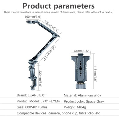 Heavy Duty Magic Arm, Desktop Overhead Mount, 5kg Weight Capacity