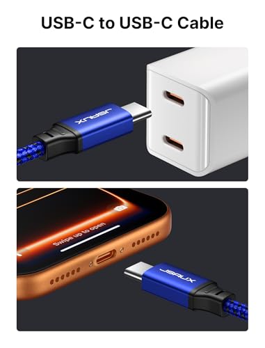 JSAUX 100W USB C to USB C Cable [2-Pack 3.3FT], PD Fast Charging, Blue - color: Blue, size: 3.3ft+3.3ft