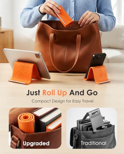 Airplane Phone Holder, Flexible Silicone Aluminum Phone Holder - color: Orange