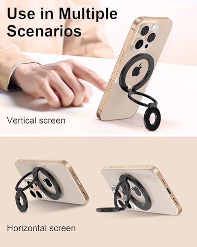 Phone Ring Holder Grip with Dual-Side Magnets, Universal Magnetic Kickstand