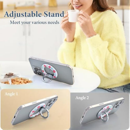 Magnetic Phone Ring for MagSafe Grip, Super Magnet Twinkle Design Ring Holder Stand, MagSafe Accessory for iPhone 17/16/15/14/13 Pro Max Plus，Rose Garland - color: Rose Garland