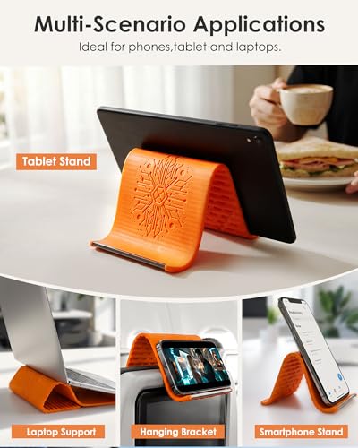 Airplane Phone Holder, Flexible Silicone Aluminum Phone Holder - color: Orange+Black