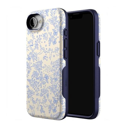 Casely iPhone 16e Case | Cupid's Canvas | Periwinkle Floral | Bold Protective Design | Compatible with MagSafe - color: Cupid's Canvas | Periwinkle Floral