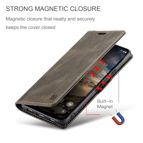 HAII Case for Google Pixel 10a 6.3",PU Leather Folio Flip Wallet Case with Card Holster Stand Kickstand Magnetic Closure Shockproof Phone Cover for Google Pixel 10a (Coffee) - color: Coffee
