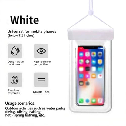 1PCS Waterproof Phone Case - Universal Fit for iPhone 14/13/12 & Android Phones - Submersible Up to 100ft for Kayaking, Fishing, Rain,etc.(Black/White/Pink) (White) - color: White