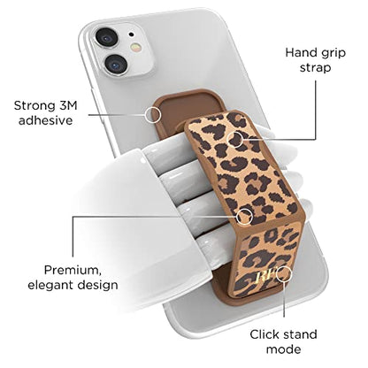 RICHMOND & FINCH Phone Grip Holder and Expanding Stand, Universal Finger Grip Kickstand Compatible with iPhone, Samsung and More, Multiple Viewing Angles, Soft Leopard Design