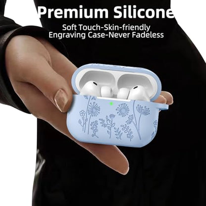 Lerobo for AirPods Pro 3 Case, Flower Engraved Soft Silicone Cover, Lilac - color: A-Lilac, size: AirPods Pro 3