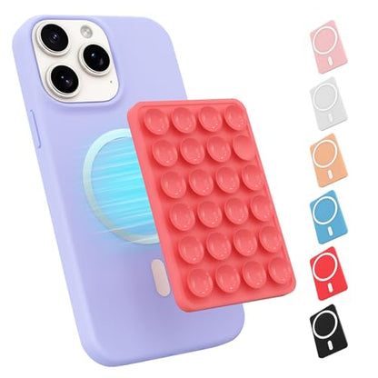 Magnetic Suction Phone Mount for MagSafe Case,Silicone Sticky (Rose Red) - color: Rose Red