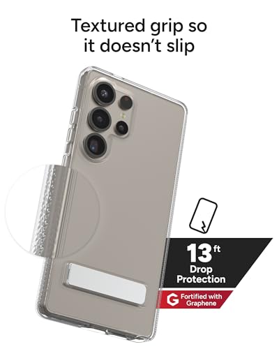 ZAGG Crystal Palace Samsung Galaxy S25 Ultra Case with Kickstand - Crystal Clear, 13ft Drop Protection, Anti-Yellowing, Graphene Reinforced, Wireless Charging Compatible, Anti-Scratch - size: Samsung Galaxy S25 Ultra, style: Without Snap
