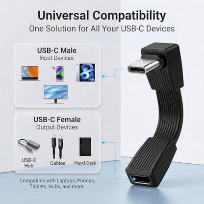80Gbps Short USB4 Cable 240W PD Fast Charging, Right Angle USB C Extender