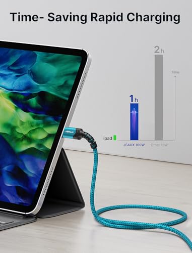 JSAUX USB C to USB C Cable, 3-Pack 10ft/6.6ft/3.3ft, 5A Fast Charging,Green - color: Green, size: 10 ft+6.6 ft+3.3 ft