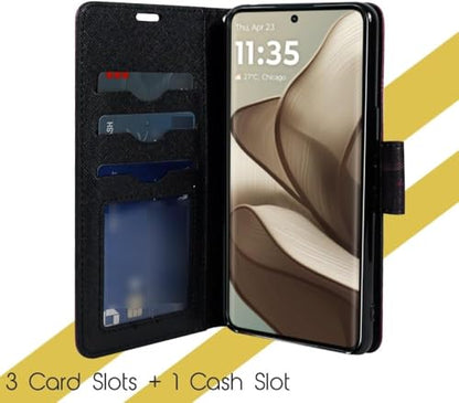 ZASE for Motorola Moto G 5G (2025/2026) Moto G Play (2026) Wallet Phone Case Protective Cover [RFID Blocking] PU Leather Purse Magnetic Closure w/Kickstand Card Slot Wrist Strap (Black Pink Butterfly) - color: Black Pink Butterfly