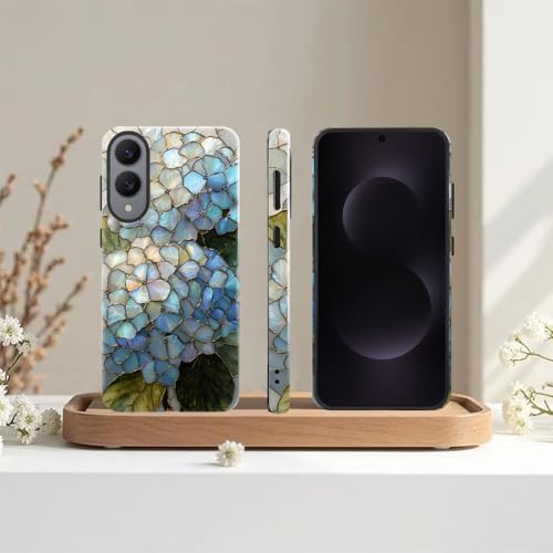 Compatible with Samsung Galaxy S25 Edge Case,Glossy Case All-Round Protection Shockproof Anti-Scratches TPU Cover,Cases for Man Woman-Hydrangeas Bush Stained Glass - color: Hydrangeas Bush Stained Glass, size: Galaxy S25 EDGE