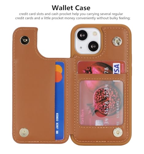 iCoverCase Compatible with iPhone 13 Mini Case with Card Holder, Wallet Phone Case for Women Men RFID Blocking PU Leather Protective Case 5.4 Inch (Light Brown) - color: Light Brown