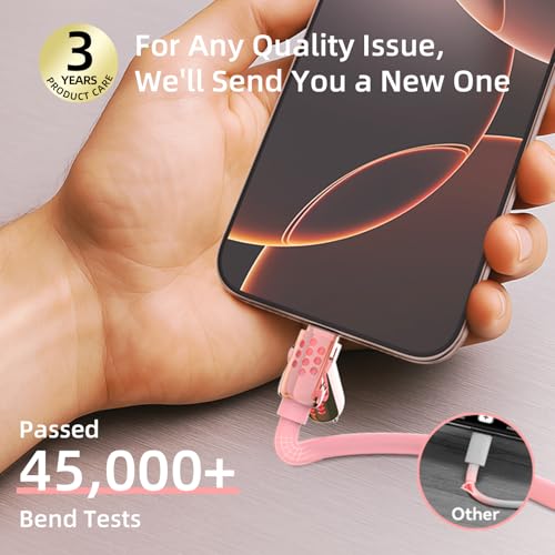 MFish 4-in-1 Fast Charging Cable, 6.6FT, Pink - color: Pink(4-in-1)
