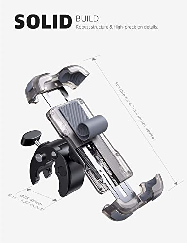 Lamicall Motorcycle Bike Phone Holder with Upgrade Quick Install Bar Clip - color: Transparent