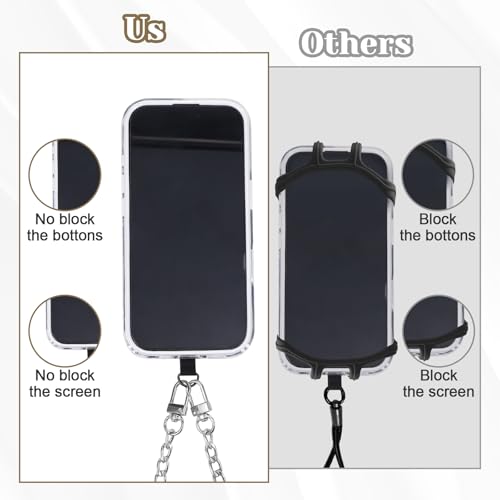 2Pack Phone Lanyard Crossbody with Patch Around the Neck Crossbody Wrist Chain Strap Crossbody for Women Most Phone - color: Silver