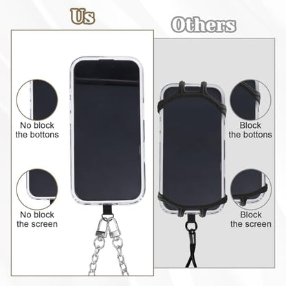 2Pack Phone Lanyard Crossbody with Patch Around the Neck Crossbody Wrist Chain Strap Crossbody for Women Most Phone - color: Silver