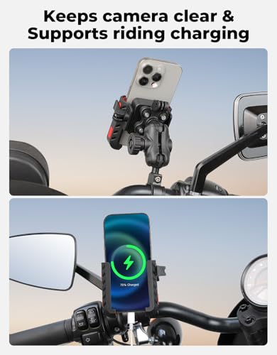 KEMIMOTO Motorcycle Phone Mount with Anti-Theft, Anti-Vibration Dampener