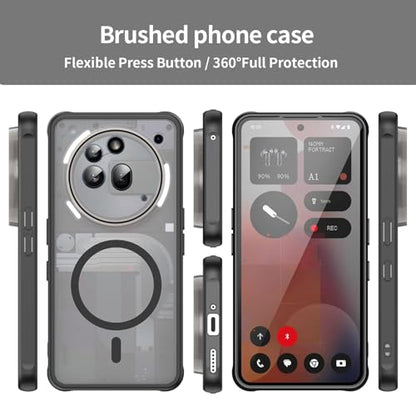 Asuwish Phone Case for Nothing Phone (3a) Pro, Compatible with Magsafe Magnetic, Translucent Matte Anti-Fingerprint Back, Military Grade DropProof Shockproof Protective Cell Cover 3 a Women Men Black - color: Black