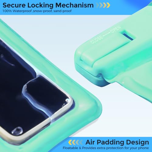 ProCase 2 Pack Floating Waterproof Phone Pouch, IPX8 Dry Bag for 7" Phones | Fits iPhone 17/16/15/14, Galaxy S24/S23 & Pixel 8/7. Touchscreen Waterproof Pouch for Swimming, Diving & Snow -Bluegreen - color: Blue/Green
