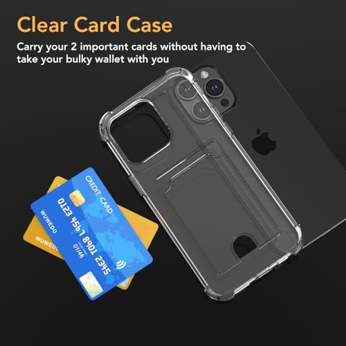 for iPhone 15 Pro Max Crystal Clear Card Case, [Slim & Protection][Up to 2 Cards] Anti-Yellowing Flexible TPU Wallet Case with Card Holder 6.7" 2023 - size: iPhone 15 Pro Max
