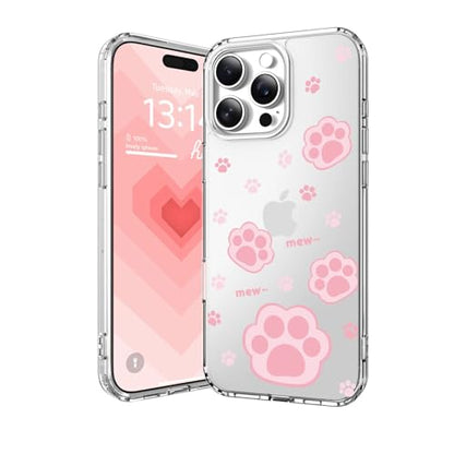 IAIYOXI Clear Case for iPhone 16, [Crystal Clear Military-Grade Drop Protection], Non-Yellowing, Slim Lightweight Transparent TPU Bumper Phone Case Cover Design - Cat Paw - color: Cat Paw, size: iPhone 16