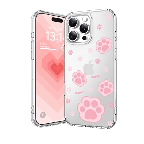 IAIYOXI Clear Case for iPhone 16, [Crystal Clear Military-Grade Drop Protection], Non-Yellowing, Slim Lightweight Transparent TPU Bumper Phone Case Cover Design - Cat Paw - color: Cat Paw, size: iPhone 16
