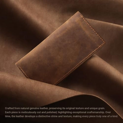 CoBak Genuine Leather Checkbook Cover for Women & Men, with RFID Blocking | Classic Design Check Book Holder for Personal and Business - color: *Genuine Leather Brown